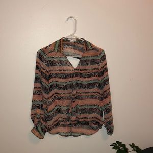 Lightweight, semi-sheer long-sleeve Bar III blouse